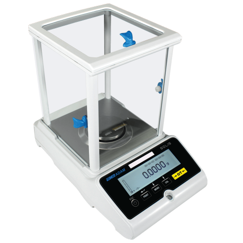 Adam Equipment Solis Analytical Balances with Draft Shield, 120 g Capacity, 0.0001 g Readability, 80 mm Diameter Pan Size - SAB 124e - Click Image to Close